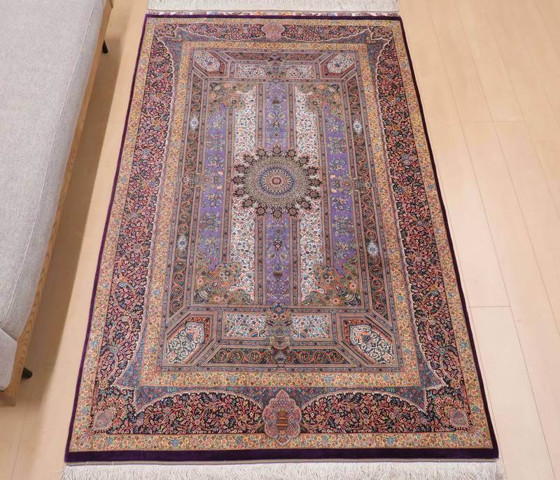 高級ペルシャ絨毯シルク100% ジャムシーディ工房 222×136cm(FL-22170)