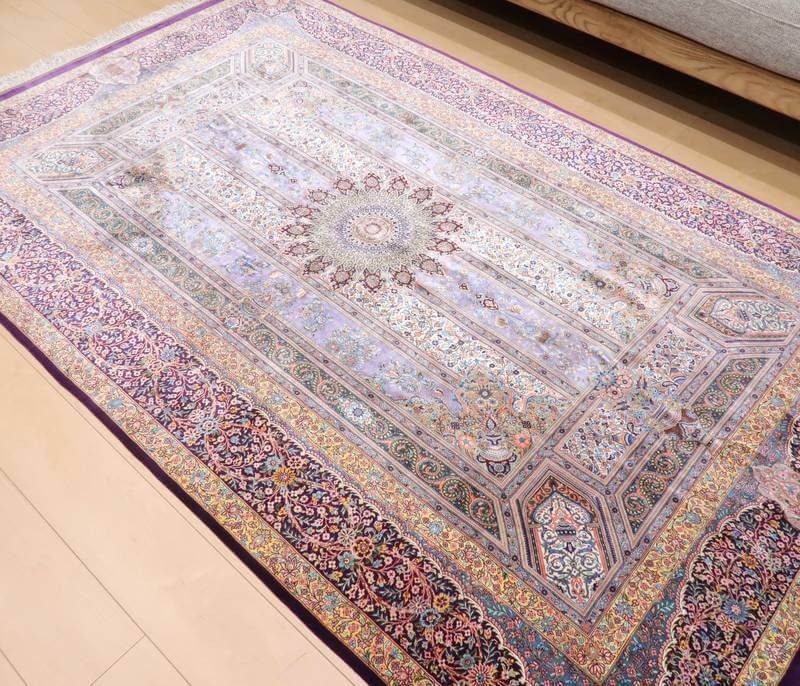 高級ペルシャ絨毯シルク100% ジャムシーディ工房 222×136cm(FL-22170)