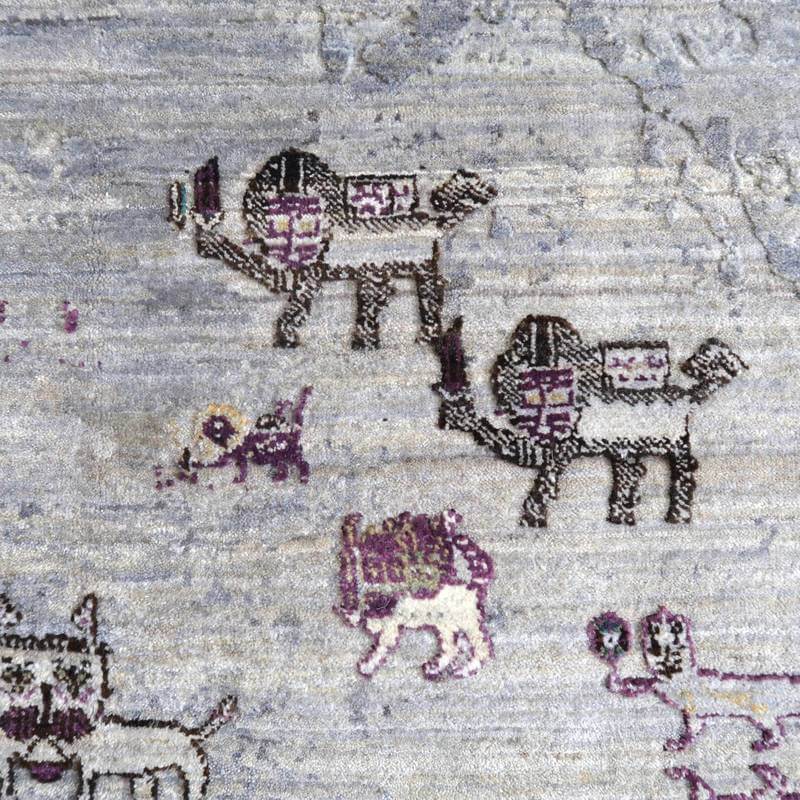プレミアムギャッベ/ホシナマイ(ルリバフ) 203×152cm(HL-10892)