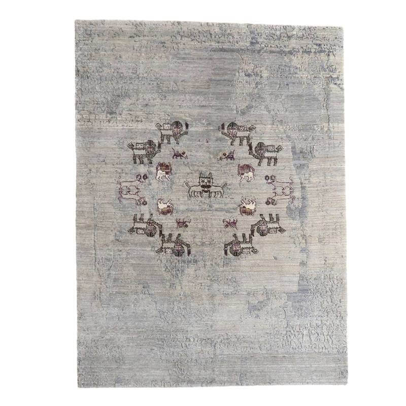 プレミアムギャッベ/ホシナマイ(ルリバフ) 203×152cm(HL-10892)