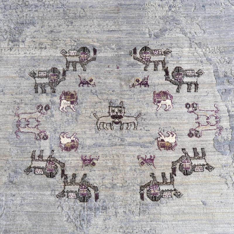 プレミアムギャッベ/ホシナマイ(ルリバフ) 203×152cm(HL-10892)
