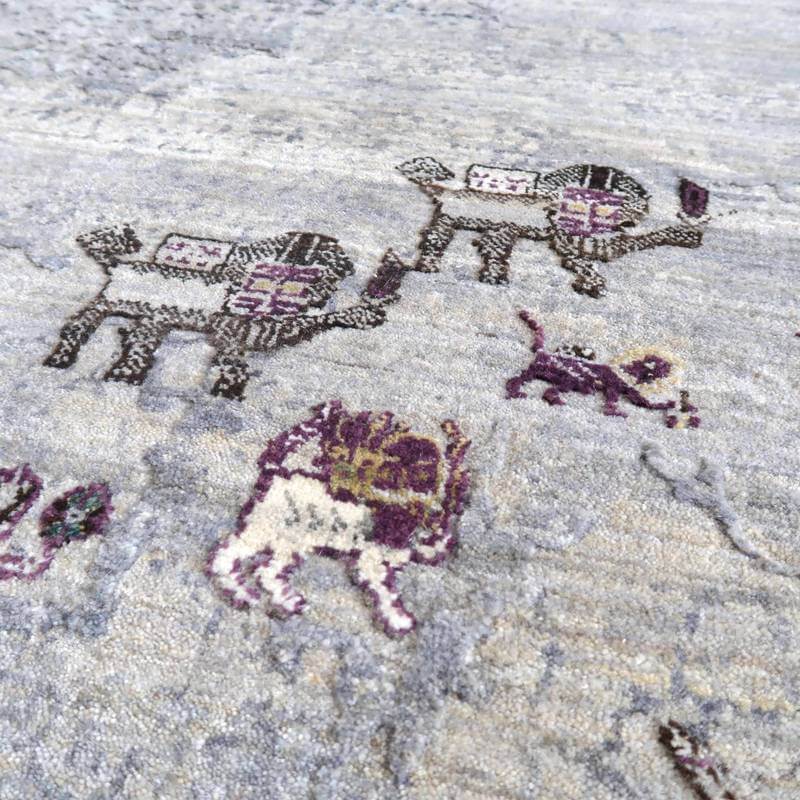 プレミアムギャッベ/ホシナマイ(ルリバフ) 203×152cm(HL-10892)